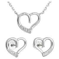 Evolution Group Sada šperků se zirkonem náušnice a náhrdelník bílé srdce 19009.1