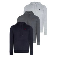 TRIPLE SET V4011 DEWBERRY MEN'S HOODED SWEATSHIRT-NAVY-ANTHRACITE-GREY