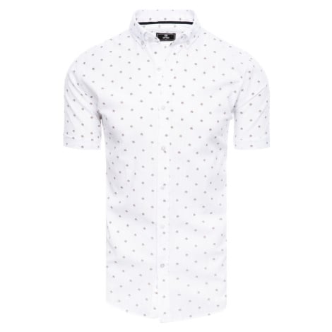 Bílá pánská košile se vzory a krátkým rukávem BASIC
