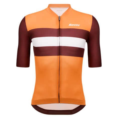 SANTINI Cyklistický dres s krátkým rukávem - ECO SLEEK NEW BENGAL - oranžová/bordó