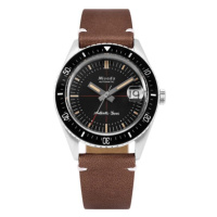 Nivada Grenchen Antarctic Diver 32038A - Brown Leather White Stitching