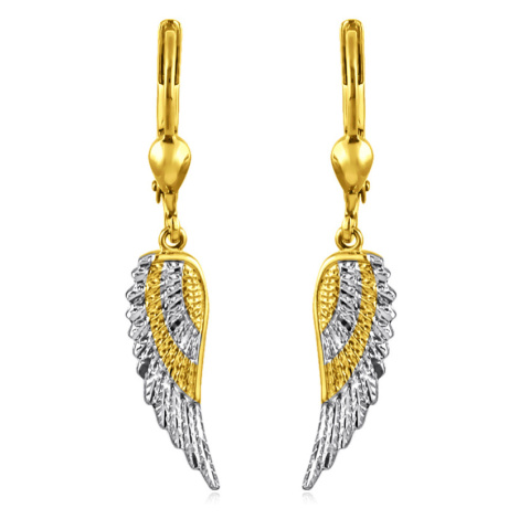GEMMAX Jewelry Působivé zlaté visací náušnice Andělská křídla GLECN-29121
