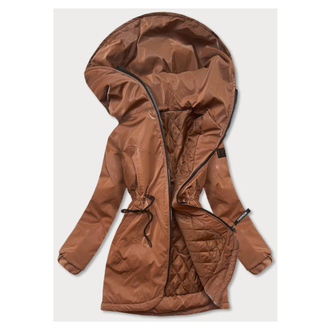 Dámská bunda v karamelové barvě s kapucí (B8105-12) S'WEST