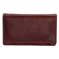 Double-D Tmavě červená velká kožená peněženka 