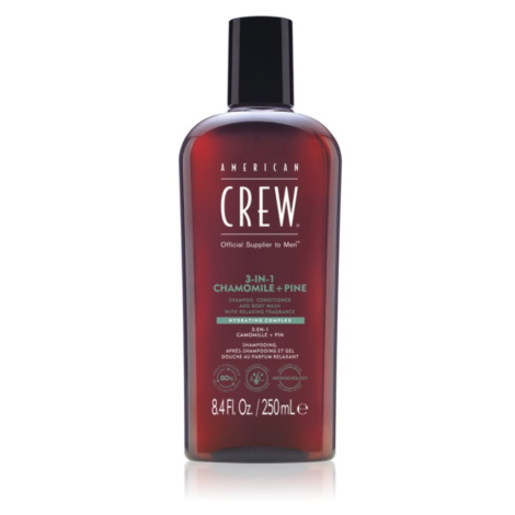 American Crew 3 in 1 Chamimile + Pine 3 v 1 šampon, kondicionér a sprchový gel pro muže 250 ml