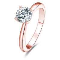 Beneto Růžově pozlacený stříbrný prsten s krystaly AGG201