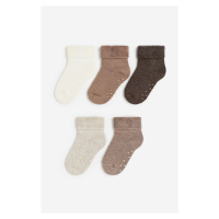 H & M - Protiskluzové ponožky z froté 5 párů - bílá