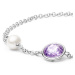 Gaura Pearls Stříbrný náramek s perlou a zirkonem Ella Amethyst - stříbro 925/1000 SK19239B Fial