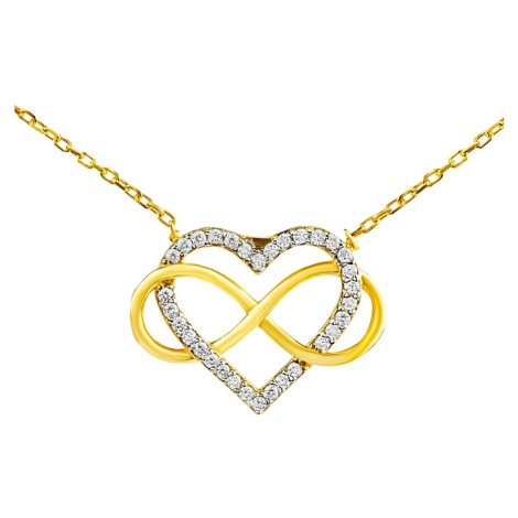 Silvego Stříbrný/pozlacený náhrdelník Belisa srdce a Infinity s Brilliance Zirconia PRGPK0068N