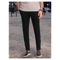 Ombre Men's classic cut chino pants with fine texture - black