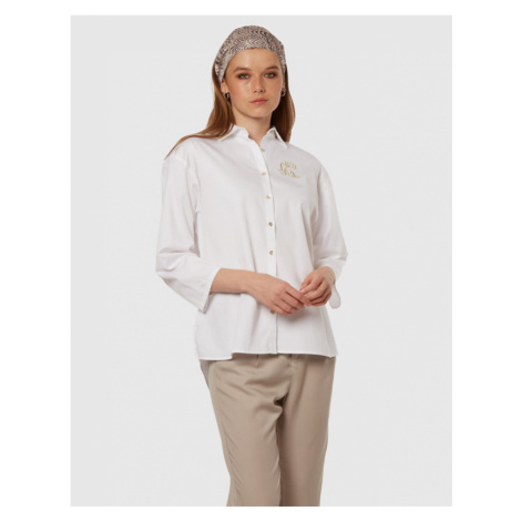 Košile La Martina Woman 3/4Sleeve Shirt Cotton P - Bílá