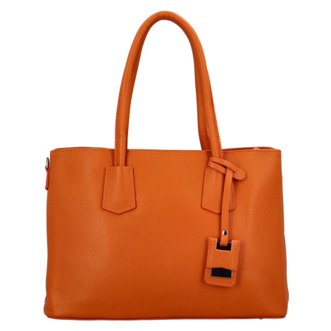 Dámská elegantní kožená kabelka Selena, oranžová Delami Vera Pelle
