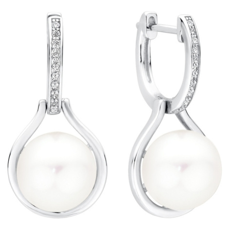 Gaura Pearls Stříbrné náušnice s bílou 10-10.5 mm perlou Armonda - stříbro 925/1000 SK21488EL/W 