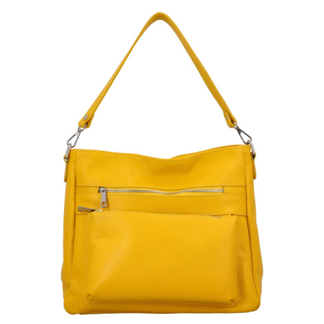 Zajímavá dámská kožená kabelka Fantazie,  žlutá Delami Vera Pelle