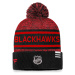 Chicago Blackhawks zimní čepice Authentic Pro Rink Heathered Cuffed Pom Knit