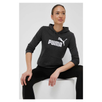 Mikina Puma dámská, šedá barva, s kapucí, s potiskem, 586791