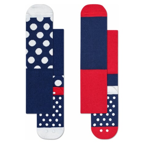 Dětské modré protiskluzové ponožky Happy Socks, dva páry – vzor Big Dot