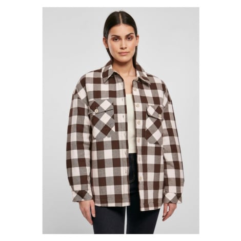 Ladies Flanell Padded Overshirt - pink/brown Urban Classics
