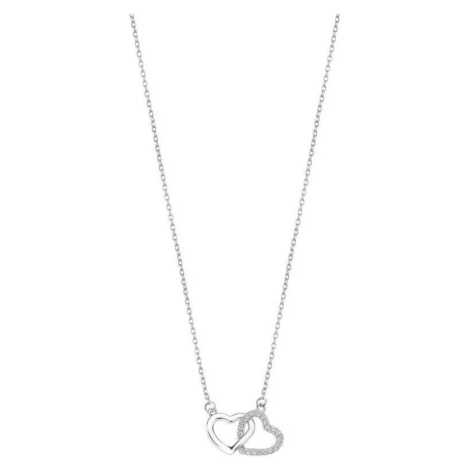 Lotus Silver Romantický stříbrný náhrdelník s čirými zirkony srdíčka LP3093-1/1