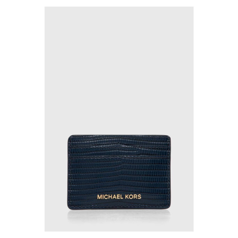 Kožené pouzdro na karty MICHAEL Michael Kors tmavomodrá barva