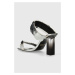 Pantofle Just Cavalli dámské, stříbrná barva, na podpatku, 76RA3S31