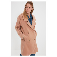 Trendyol Camel Button Closure Cachet Coat