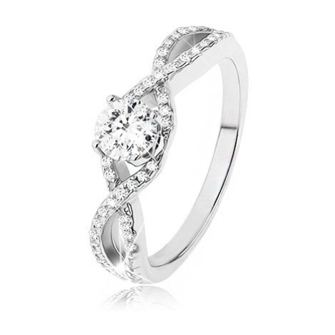 Zásnubní prsten ze stříbra 925, zirkonové vlny, vystupující kulatý zirkon Šperky eshop