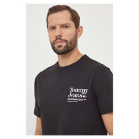 Bavlněné tričko Tommy Jeans černá barva, s potiskem, DM0DM18870