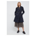 Trench kabát Lauren Ralph Lauren dámský, tmavomodrá barva, přechodný, dvouřadový