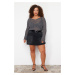 Trendyol Curve Anthracite Mini Denim Short Skirt