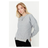 Trendyol Gray Stitching Detail Fleece Inner Sports Sweatshirt