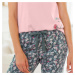 Blancheporte 3/4 pyžamové kalhoty s potiskem květin bronzová
