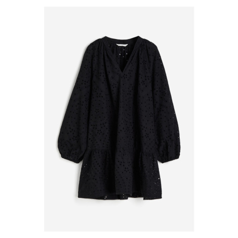 H & M - Tunikové šaty's madeirou - černá H&M