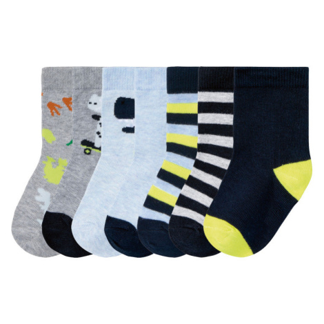 lupilu® Dětské ponožky s BIO bavlnou, 7 párů (dinosaurus/mdorá/šedá)