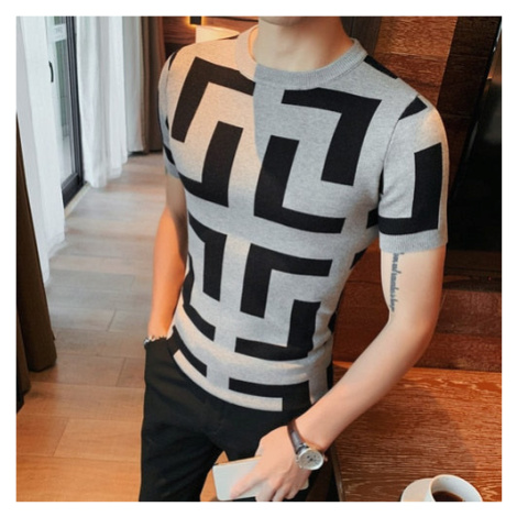 Pletené tričko s asymetrickými vzory JFC FASHION