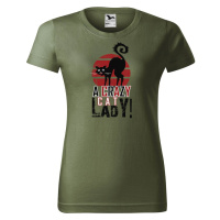 DOBRÝ TRIKO Dámské tričko s potiskem Crazy cat lady Barva: Khaki