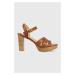 Kožené sandály Lauren Ralph Lauren Soffia hnědá barva, 802904282001