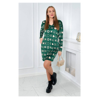 Sametové šaty s ozdobným vzorem zelená + béžová