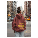 Trendyol Brown Thick Fleece Interior Printed Back Oversized/Wide Knitted Sweatshirt