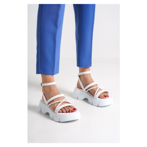 Capone Outfitters Capone White Women's Sandals with a thick soled Ankle Strap Comfort sole.