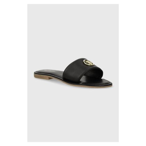 Kožené pantofle U.S. Polo Assn. LINDA dámské, černá barva, LINDA004W 4L1