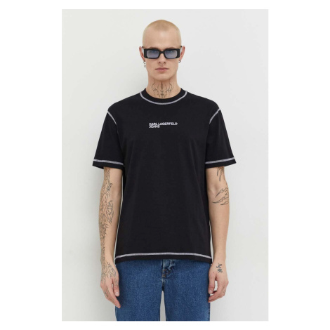 Bavlněné tričko Karl Lagerfeld Jeans černá barva, s aplikací