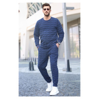 Madmext Navy Blue Quilted Patterned Tracksuit Set 5907