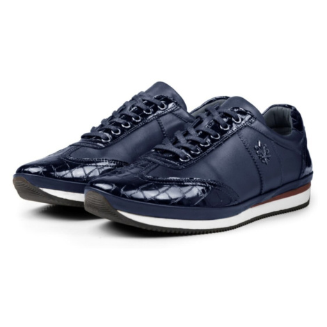 Ducavelli Marvelous Genuine Leather Men's Casual Shoes Navy Blue