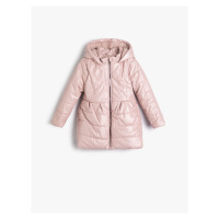 Koton Long Puffer Coat Hooded Quilted Plush Lined