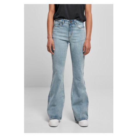 Dámské jeansy Urban Classics Ladies High Waist Flared Denim Pants - tinted light blue washed