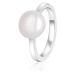 Beneto Elegantní stříbrný prsten s pravou perlou AGG29