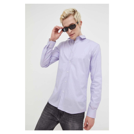 Košile HUGO pánská, bílá barva, slim, s klasickým límcem, 50479396 Hugo Boss