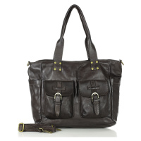 Kožená nákupní taška shopper kabelka se dvěma kapsami XL