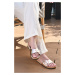 Růžovozlaté kožené zdravotní pantofle Zahara
